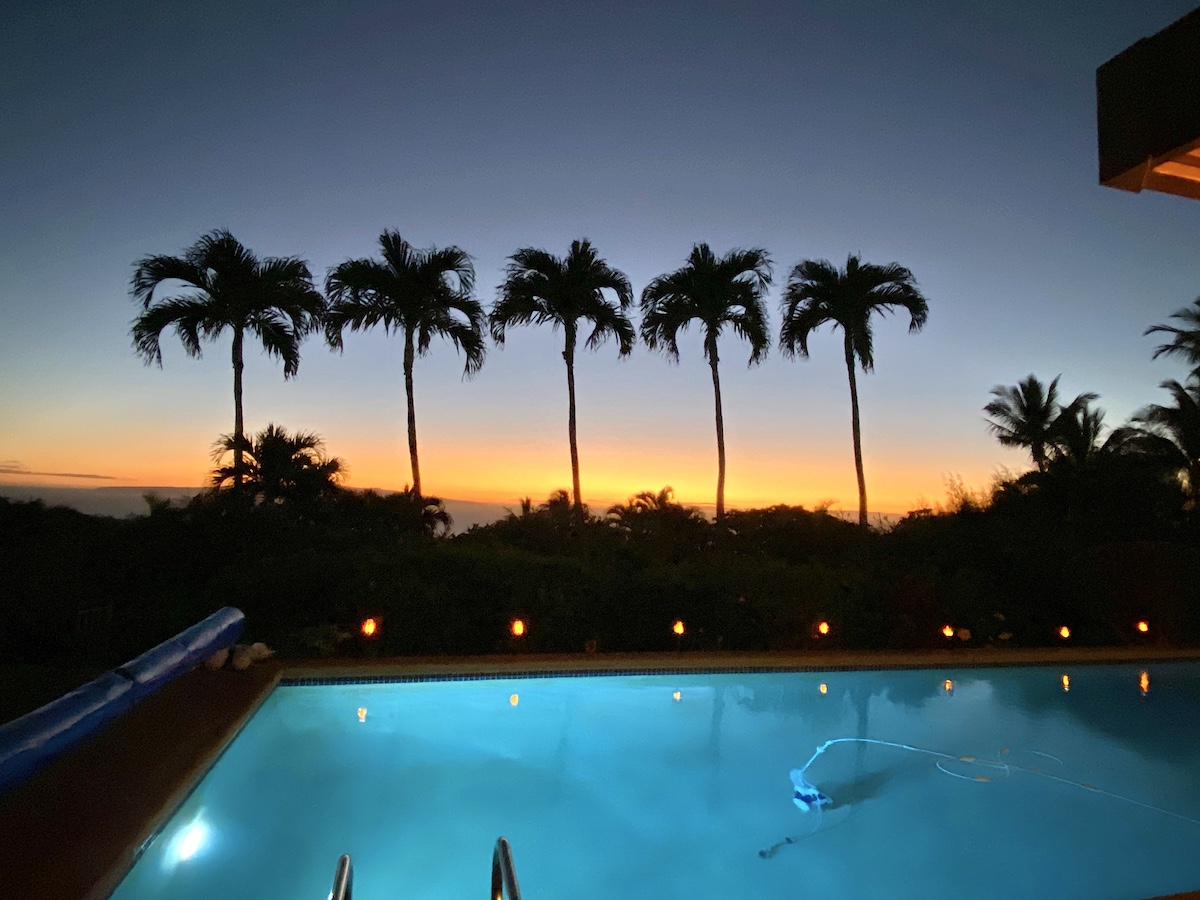 Pool area during the evening